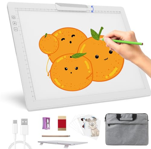 Diamond Painting Leuchttisch A4, Wiederaufladbare Leuchtplatte mit Clip oben, Stufenlos Dimmbar 6 Stufen Helligkeit Leuchtkasten, Tragbares LED Light Pad für Diamond Painting Zubehör