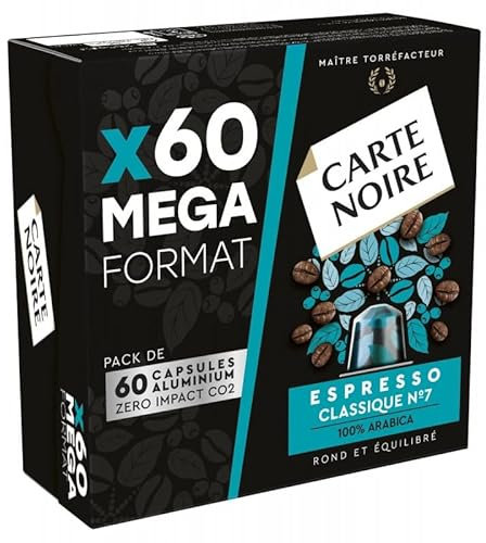 CARTE NOIRE Capsules Espresso Classique N°7 x60 - Format Méga 330g | Arôme Riche et Intense | Pause Café Parfaite | Café en Capsules Compatibles | Boissons Chaudes - Le Lot De 2