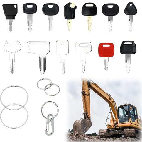 19 Stück Ersatz Zündschlüssel Baumaschinen Schlüssel Set Motorrad Zündschalter Bagger Schlüssel Zündschlüssel set Traktor Universal Baumaschinen Schlüssel Set Maschinen, Universal Motor Startschalter