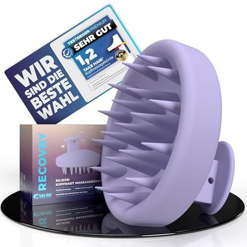 RECOVRY Kopfhaut Massagebürste – 100% Silikon Scalp Massager für Männer & Frauen | Fördert Haarwachstum & Kopfhautpflege | Kopfmassage Bürste, Haarmassagebürsten (Lavender Haze)