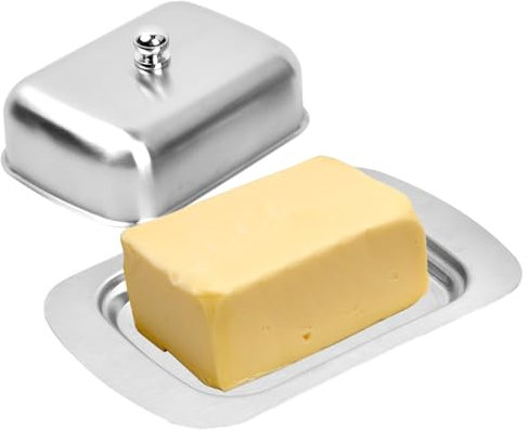 Stainless Steel Butter Dish with Lid,Food Storage Butter Containers Butter Box for Home Cooking and Restaurant -Silver(19 x 12.5 x 6.7CM)