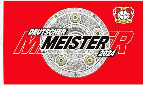 Flaggenfritze Meisterflagge Bayer 04 Leverkusen - 90 x 150 cm Deutscher Meister 2024 + gratis Aufkleber