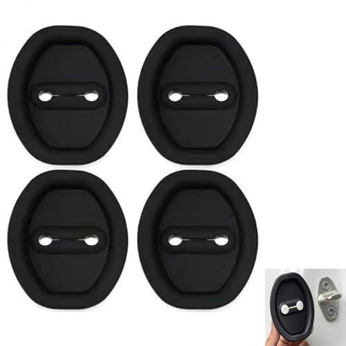 4pcs Car Silicone Door Latch Protective Cover, Car Door Lock Protection Cover, Car Door Lock Latches Cover Protector, Silent Shock Car Silicone Door Latch Protective Cover (Black)