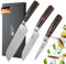 Captain Cut 3 teiliges Messer Set I Küchenmesser Set mit scharfen Klingen von 17 bis 9 cm Länge I Hochwertiger Edelstahl mit Damastmuster und Pakkaholzgriff I Scharf und langlebig in Geschenkbox