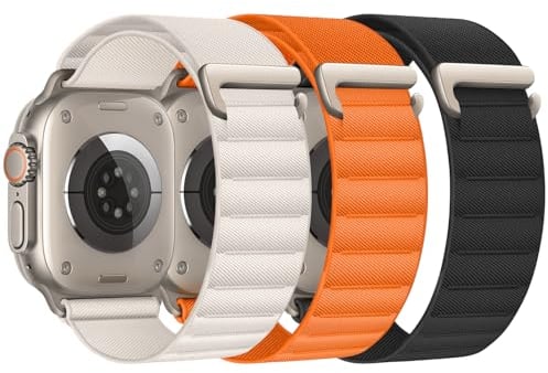 3 Stück Alpine Loop Kompatibel mit Apple Watch Armband 45mm 44mm 46mm 49mm 42mm für Damen Herren, Sport Loop Nylon Sportarmband mit C-Haken für iWatch Ultra 2 SE Series 10 9 8 7 6 5 4 3 2 1