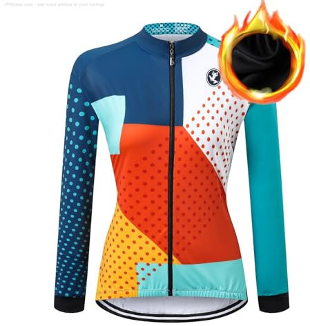 UGLY FROG Radtrikot Damen Langarm Herbst Winter Fleece Warm mit Taschen T-Shirt MTB Jersey Fahrradtrikot für Radsport Rennrad Sport für Außentemperatur 5-15°C