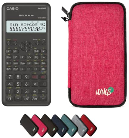 Casio fx-82MS 2nd edition con Custodia Protettiva WYNGS inclusa Rosa - Calcolatrice Scientifica - Pacchetto Base