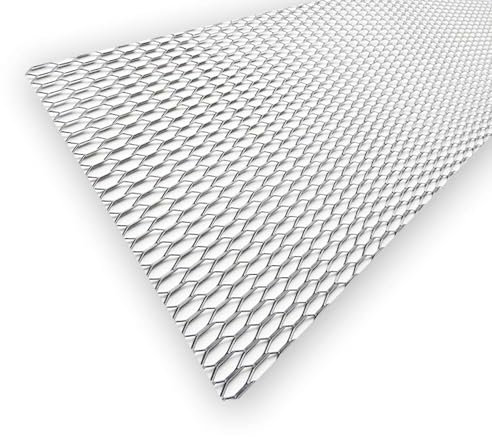 M MOTOS Griglia Sportiva Universale per Tuning Auto Argento Dimensione dell'anello 25x100 cm Dimensione dell'anello 30x10 mm - Lamiera Forata, Auto Tuning - Materiale Flessibile, Facile da Tagliare, S