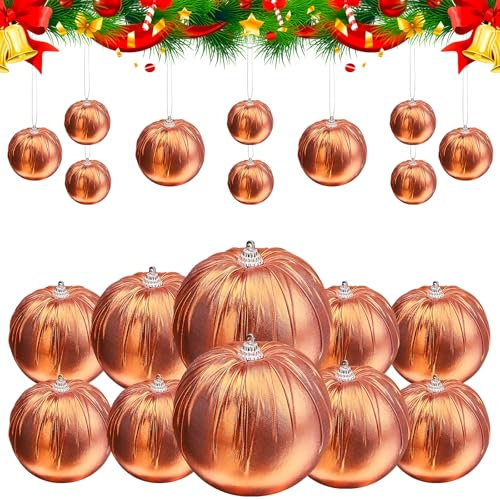 Gresorth 10pcs Christmas Ball Hanging Ornament Leather Shatterproof Bauble Decoration Crafted Wrapped Sphere for Birthday Supermarket Shelf - Rose Gold