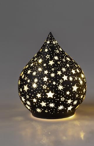 formano Deko-Licht Tropfen Schwarz-Gold LED-Licht Stern Dekor Weihnachtsdeko (Tropfen 16 cm)
