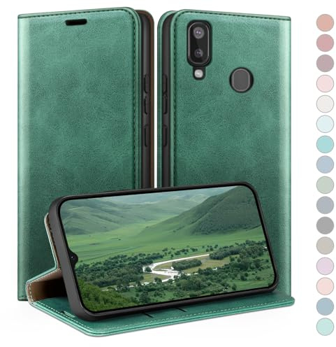 HUOUH for Samsung Galaxy A20e Wallet case with RFID Blocking PU Leather,Flip Folio Book covers,Credit Card Holder Shockproof Phone case Women Men for Samsung A20e case Sea Green