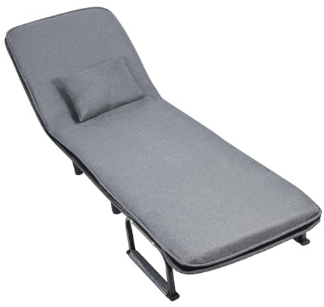 Mitoydoe 3-Fach Sofabett, Schliessfachbett mit Reißverschluss, Konvertibler Sofabett mit verstellbarem Rückenlehne, Ausklappbarer Sesselbett für Wohnung, Schlafzimmer, Büro, Grau Grau 65cm