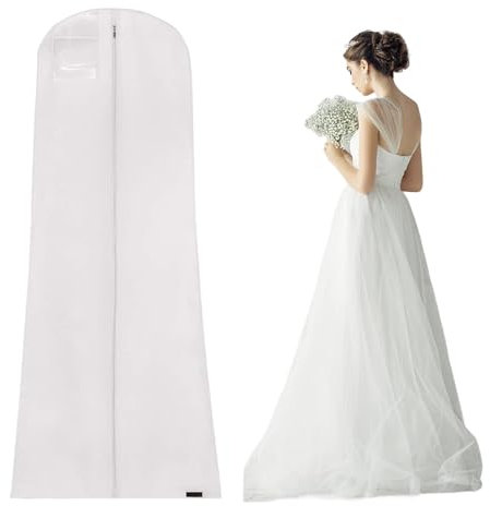 Kleidersack für Brautkleid,180 cm Brautkleidhülle Kleidersack, Anti-Staub Atmungsaktiver Hochzeitskleid Kleidersäcke mit reißverschluss für Brautkleider Abendkleider oder LängeMäntel