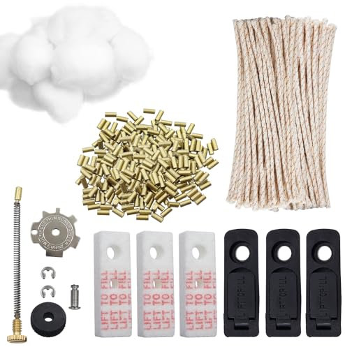 WestCH Feuerzeug Zubehör Set für Universelles Benzinfeuerzeug,Ersatz Reparaturteil Paket für Feuerzeuge,100 Feuersteine 50 Docht 7 Watte 6 Dichtung 1 Schraubendreher,Feuersteine Schraubenfeder