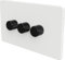 Flat Trailing Edge 2 Way LED Dimmer Switch Rotary Push On/Off for Dimmable LED and Halogen Lights - White/Black 3-Gang