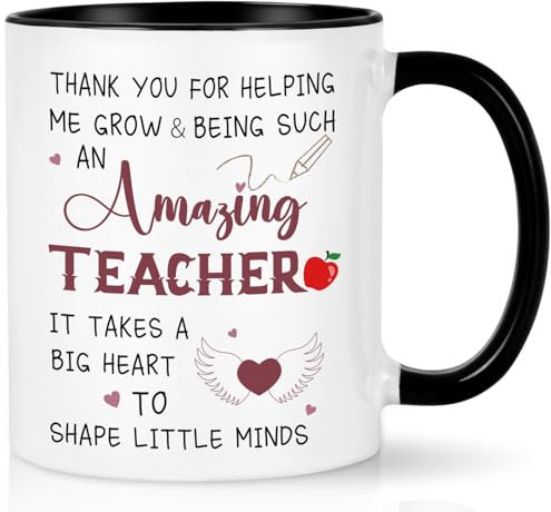 Joymaking Teacher Gifts Coffee Mug Thank You Gifts for Women Christmas Birthday Gift for Teacher Mug - Thank You for Helping me Grow, 11 oz Coffee Mug for Best Teachers, Black