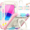 HXCASEAC Case for iPad 11th (A16) / 10th Generation with 360 Degree Rotating Handle Grip/Screen Protector/Pencil Holder - Rainbow Pink