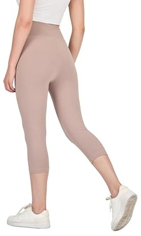 COMEOR Leggings Damen 3/4 Atmungsaktiver Baumwolle - High Waist Caprihose, Kurze Sport Leggins, Radlerhose Elastische Blickdicht Yogahose Sporthose