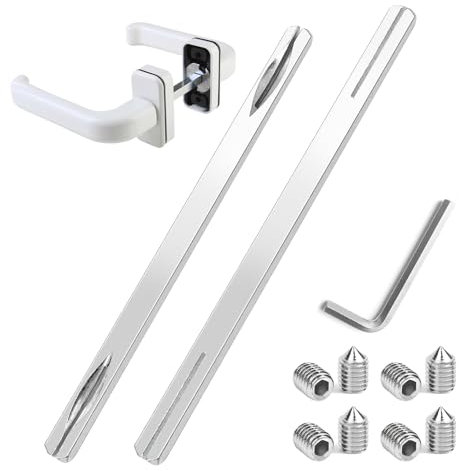 Pack of 2 Square Pin 8 mm x 150 mm, Door Handle Spindle Bar, Door Fitting Square Pin, Push Pin 8 mm for Door Handle, with 8 Screws and Handle, for Door Handle Slot Strip, Door Lock Interior Door