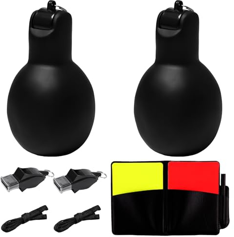 Sxutop Schiedsrichter Set 2 StückHandpfeife mit 2 Stück Dolphin Whistle | Schiedsrichterpfeife Hygienische Sportpfeife PVC Rote Gelbe Karte Trillerpfeife für Laut Notfall Sportlehrer Trainer