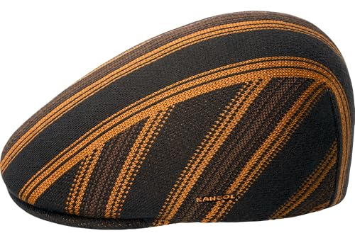 Kangol Nostalgia Stripe 507 Flatcap Schirmmütze Schiebermütze Herren - mit Schirm Herbst-Winter Winter - L (58-59 cm) schwarz