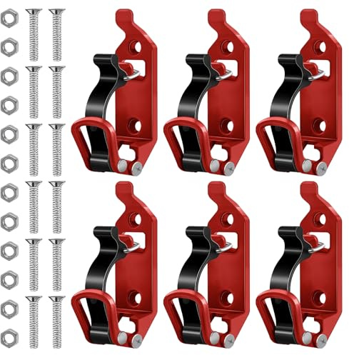 6 Pièces Support de Pelle pour Galerie Toit,Supports de Pelle pour Barres de Toit,Supports Pelles pour Galeries Toit,Supports de Montage de Pelles en Métal Et Caoutchouc pour Accessoires Camion(Rouge)