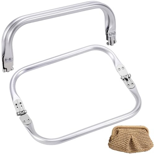 Beebeecraft 2 Pezzi Chiusura per Borsa Uncinetto 20 cm in Alluminio | Chiusura per Borsa Clic Clac, Molla per Borsa Clutch, Borsa A Forma di U Manico Interno Bacio per Borsa Fai da Te