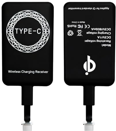 Wireless Charging Adapter USB-C Qi Empfänger für Samsung Galaxy A16 A26 A36 A50 A56 A52s A32 A51 A72 S25 S24 S23, Huawei, Xiaomi, Google Pixel und andere Typ C Smartphones, Kabelloses Induktives Laden