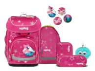 ergobag Schulranzen-Set cubo Bundle Set SternzauBär - Pink | Ergonomischer Schulrucksack Klassisch, 6-teilig, für die 1. Klasse Grundschule, ideal für den Schulstart