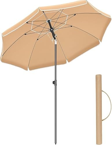 Positano Ombrellone da Giardino, Ombrellone da Balcone con Protezione UPF 50+, 240cm, Inclinabile, Portatile e Antivento, Stecche in Fibra di Vetro, Borsa da Trasporto
