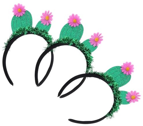 Uonlytech 3 Stück-pack Party Haarreif für Damen mit Süßem Kaktus Design aus Kunststoff und Stoff Geburtstagsstirnbänder für Sommerferien Hawaiianische Partys und Karneval