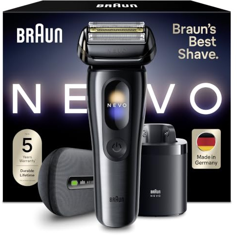 Braun NEVO Rasierer Herren Elektrisch, NEVO17015C, Graphit | Elektrorasierer mit AeroTouch-Technologie für Eine Rasur Ohne Kompromisse, Wasserdicht, Inkl. Pflegesystem Und Lade-Reiseetui