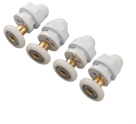 4 Rollen für Duschtüren, Schnellentriegelung, Glastürrollen, geeignet für 4–8 mm Glas, 19/23/25/27/29 mm Durchmesser, Nylon-Kunststoff-Schienen mit Edelstahl-Kugellagern (23 mm)