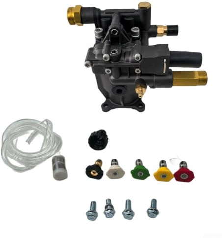 Pompa di ricambio per idropulitrice ad albero orizzontale che offre una potenza massima di 3200 psi e 2,5 Gpm per Honda e altri modelli con bulloni di montaggio e un tubo sifone