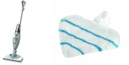 Black & Decker 1.600W 2in1 Dampfbesen, mit herausnehmbarem Delta-Fuß + Microfaser-Reinigungs-Pads, Delta-Ersatzpads für Delta-Aufsatz des Dampfbesen FSM1630 und Handdampfgerät FSS1600