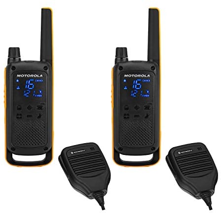 Motorola Talkabout T82 Extreme RSM –Alcance hasta 10 Km, pantalla oculta, linterna LED, Walkie Talkie, color negro y amarillo