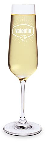 printplanet® Graviertes Sektglas - Leonardo® Sektglas mit Gravur (mit Name oder Text personalisiert) - Design Diamant