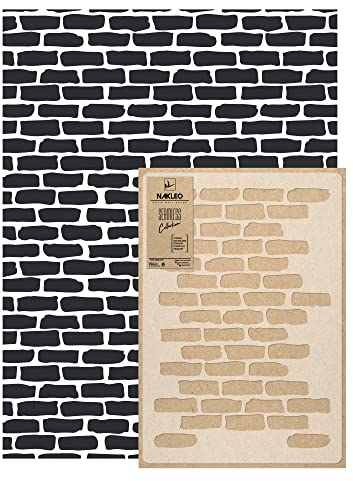 NAKLEO Wandschablone Groß Muster, Malschablone 59x95cm Ziegelwand Nachahmung Wiederverwendbare Kunststoff, Geometrische Tapete Wandgestaltung, DIY Craft, Holz Möbel Boden Stoff