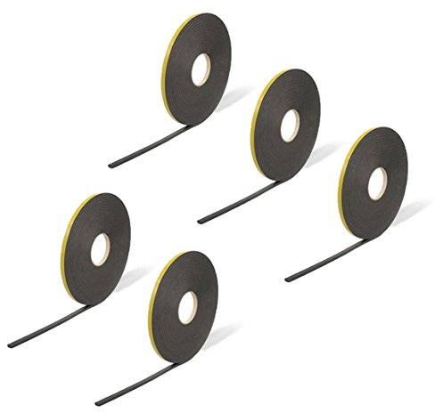Doppelseitiges Schaumstoff-Klebeband, Schwarz, 4 mm x 10 mm x 15 m, 5 Stück