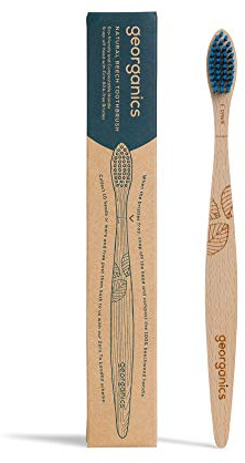 Georganics - Nachhaltige & Natürliche Zahnbürste aus Buchenholz – Recycle- und Kompostierbarer Griff, Weiche, BPA-Freie Nylonborsten, für Erwachsene - Vegan, ohne SLS, Tierversuche und Fluorid - Hart