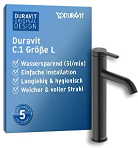 Duravit C.1 Robinet de lavabo Taille L (bec hauteur 173 mm) Robinet de salle de bain en noir mat