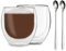 DUOS® Jumbo Latte Macchiato Gläser Doppelwandig 2x 410ml + 2x Löffel, Cappuccino Tassen, Eiskaffee Gläser, Doppelwandige Kaffeegläser