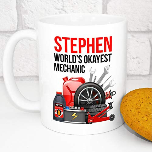 Personalised Mug - Funny Secret Santa Gift - Add A Message - World's Okayest (Mechanic)