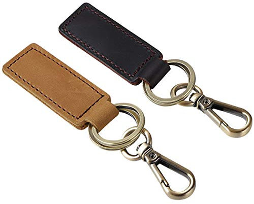 Aileder Leder-Schlüsselanhänger, Auto, Gürtel, Schlüsselhalter, Crazy Horse, Lederband, Herrendiener, Schlüsselanhänger, Schlüsselband (2 Stück, braun und dunkelbraun, groß)