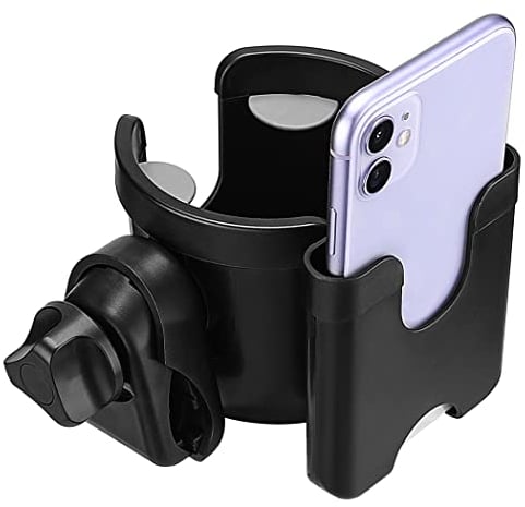 Suranew Universal Pushchair/Pram Cup Holder with Phone Storage Box, Baby Bottle Organizer for Stroller,Drink and Coffee, Suitable for Baby Buggy and Bike