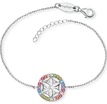 Engelsrufer Damen-Armband aus 925 Silber mit Lebensblume und bunten Zirkonia, ERB-LILLIFL-ZIM