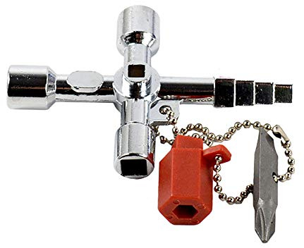 4 in 1 Cross Switch Key Wrench Universal Square Triangle Screwdriver, Multi-Functional Utilities Key for Electric Doors Opening Key Zinc Alloy
