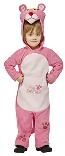 Smiffys Costume da pantera rosa, tutto in uno, con cappuccio, licenza ufficiale Pink Panther, costume per bambini