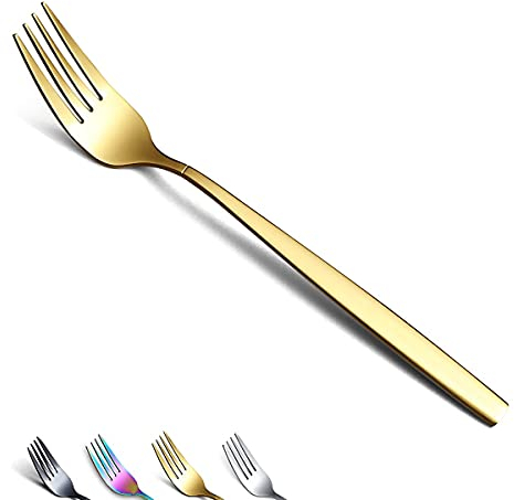 Berglander Gold Gabeln von 6, Edelstahl Titan Golden Plating Gabel Set, Gabel und Löffel Besteck, Löffel und Gabeln Set