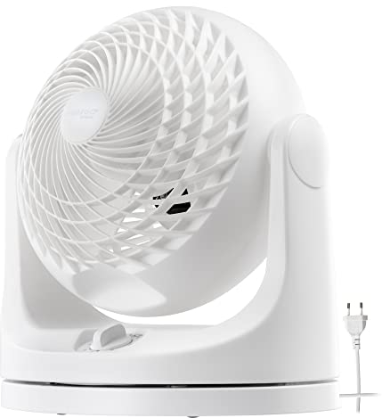 Iris Ohyama Woozoo, 23m², Ventilador de mesa, Blanco, 3 velocidades, Oscilación, Silencioso, Potente,Escritorio, Portátil, Sobremesa, Table Fan, Ventoinha para el dormitorio, a oficina, Frio,
